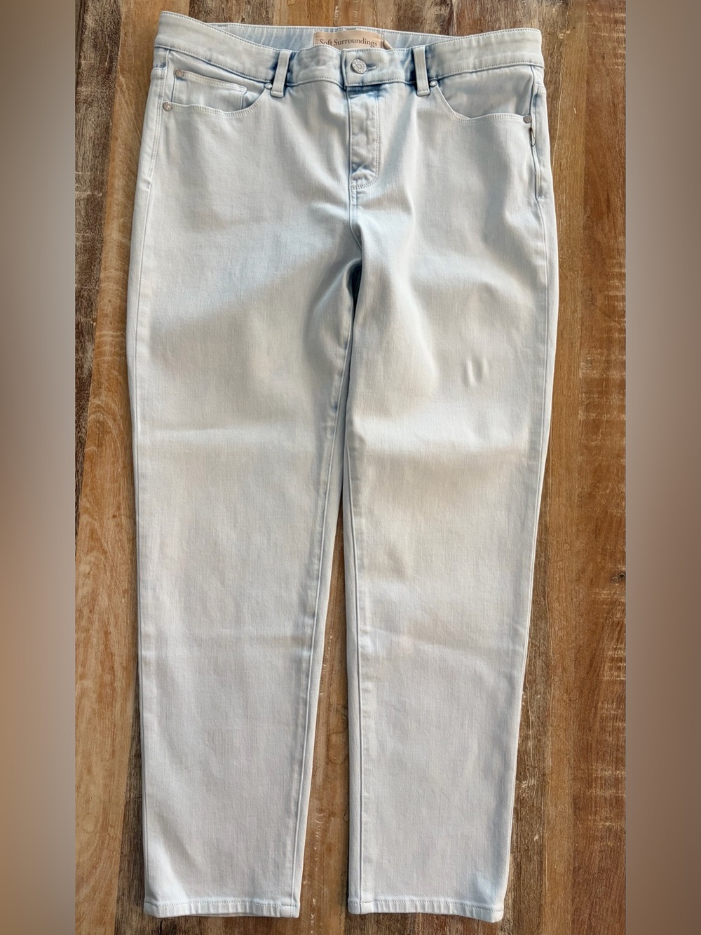 Soft Surroundings Ultimate Denim Relaxed Straight Jeans XL / 18 Light Wash 2DH64